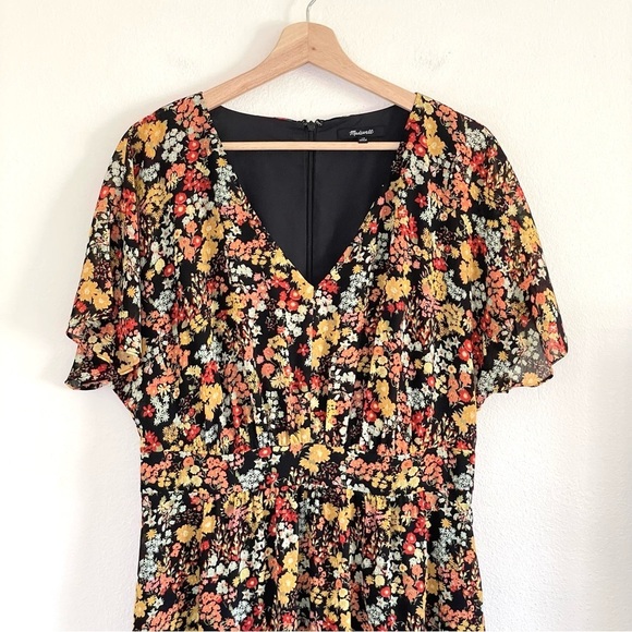 Madewell Dolman Sleeve Ruffle Hem Midi Dress Flower Garden Multicolor 10 Large - Picture 7 of 15